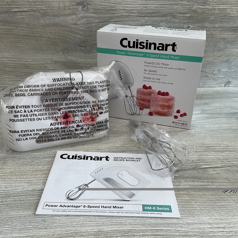Cuisinart Hand Mixer 6 Speed Powerful Motor Soft Grip Handle White NEW